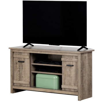 South Shore Exhibit 41" Wood Corner TV Stand in Weathered Oak