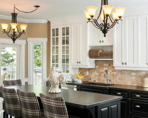 Beige And Black Kitchen | Houzz
