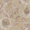 Jacobean Style Floral Non Woven Wallpaper, Blush Coral, Sample