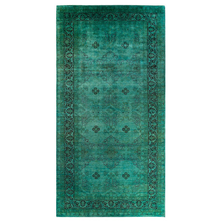 Overdyed, One-of-a-Kind Hand-Knotted Area Rug Blue, 8'2"x16'9"