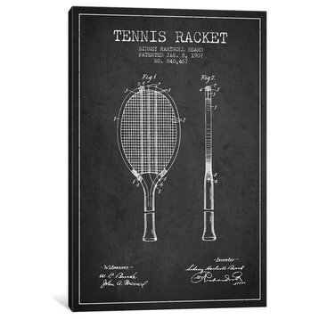 "Tennis Racket Charcoal Patent Blueprint" by Aged Pixel, 40"x26"x1.5"