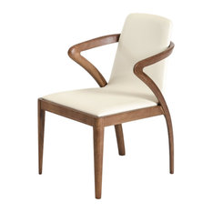 Modrest Falcon Modern Walnut and Cream Dining Chair