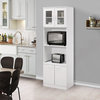 Goblin Kitchen Storage Pantry Microwave Cabinet, Adjustable Shelves, White Wood