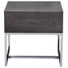 Bowery Hill Transitional End Table in Gray Oak and Chrome