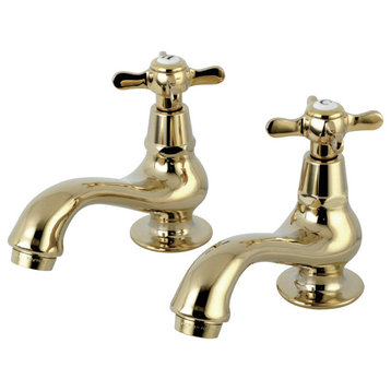 Kingston Brass KS1102BEX Basin Tap Faucet with Cross Handle, Polished Brass