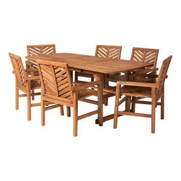 7-Piece Extendable Outdoor Patio Dining Set - Brown