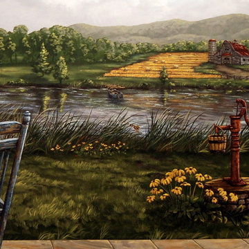 Countryside Mural by Tom Taylor of Mural Art for a home in Celebration, Florida