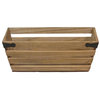 Natural Wood Double 6" Crate Style Planter With Metal Corner Design