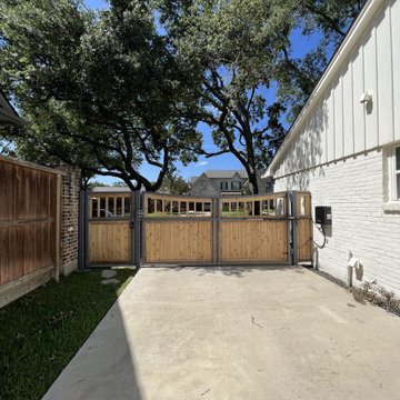 Reversed Arched Wood Gate with Steel Framing