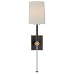 Visual Comfort - Medium Tail Wall Sconce, 1-Light Matte Black & Crystal, Linen Shade, 20.75"H - This beautiful wall sconce will magnify your home with a perfect mix of fixture and function. This fixture adds a clean, refined look to your living space. Elegant lines, sleek and high-quality contemporary finishes.Visual Comfort has been the premier resource for signature designer lighting. For over 30 years, Visual Comfort has produced lighting with some of the most influential names in design using natural materials of exceptional quality and distinctive, hand-applied, living finishes.