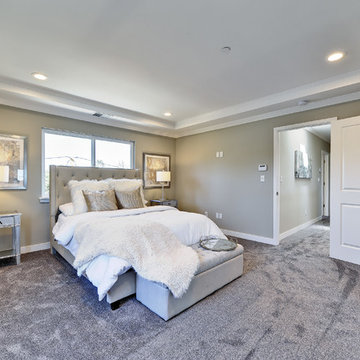 Bedroom with plush carpeting
