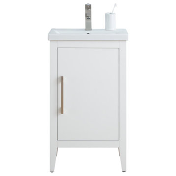 Vanity Art Bathroom Vanity Cabinet with Sink and Top, White, 20", Brushed Nickel
