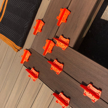 Azek Weathered Teak and double wide English Walnut trim