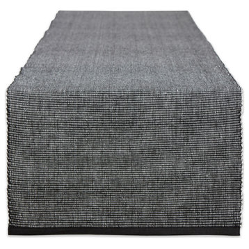 Dii Black and White 2-Tone Ribbed Table Runner