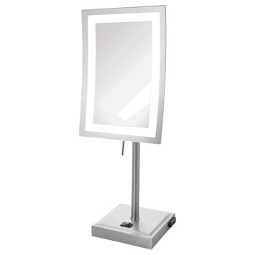Jerdon 6.5"x9" LED Lighted Mirror, 5X Mag, Nickel