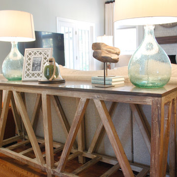 Aqua & Gray Geometric Rug Family Room