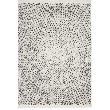 Nourison Kamala Ds502 Geometric Rug, White/Black, 3'11"x5'11"