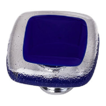 Reflective Deep Cobalt Blue Knob, Satin Nickel Base