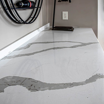 Greige Wine Bar with Calacatta Bali Quartz Countertop