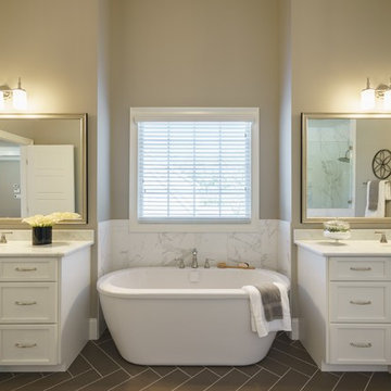 Gray & White Vaulted Master Bathroom