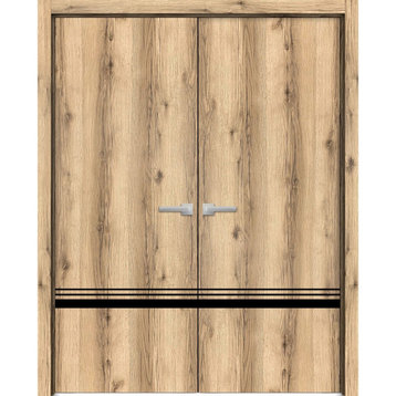 Solid French Double Doors 56 x 80 | Planum 0012 Oak with
