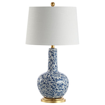 JONATHAN Y Lighting JYL5051 Chinois 30" Tall LED Table Lamp - Blue / White