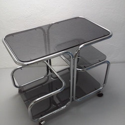 Camarera francesa acero cromado y cristal a&ntilde;os 60 - Side Tables And End Tables