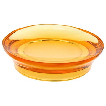 Round Soap Dish Made From Thermoplastic Resins, Orange