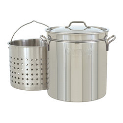 Stainless Steel 36 Quart Steam/Boil/Fry Stockpot with Lid and Basket - Stockpots