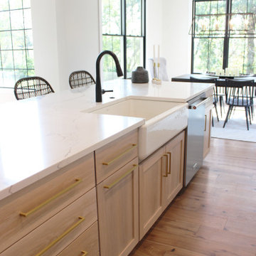 Oak, and White Kitchen with Matte Black Accents in Iowa Aspen Homes Farmhouse