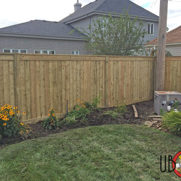Palisade Style Wood Fence, 6x6 posts, with Horizontal Trim Boards