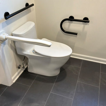 Fully accessible bathroom with zero-barrier shower