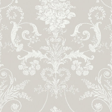 Laura Ashley Josette Wallpaper, White/Dove Grey