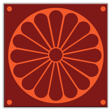 6"x6" Folksy Love Satin Decorative Tile, Citrus Plate Burgundy-Orange