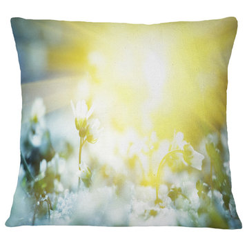 Beautiful White Flowers At Sunrise Flower Throw Pillow, 16"x16"