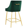 Counter Stool Chair, Green, Velvet, Modern Bar Pub Cafe Bistro Lounge Dining