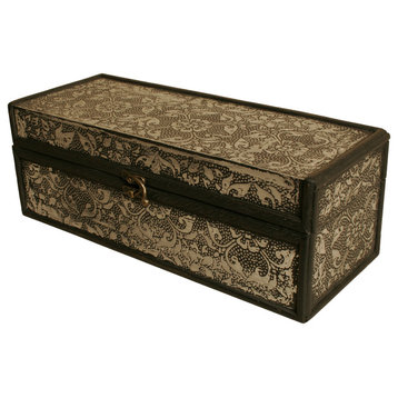 Wald Imports Silver Metal & wood Decorative Storage Box/Trunk