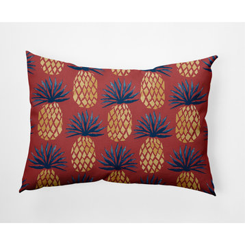 14x20" Pineapple Stripes Nautical Decorative Indoor Pillow, Ligonberry Red