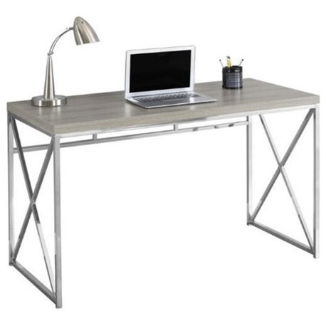 Computer Desk Home Office Laptop Work Metal Laminate Brown Chrome