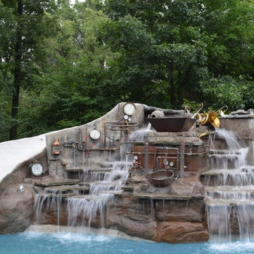 Caribbean Steampunk Backyard Swimming Pool by Legendary Escapes