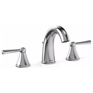TOTO TL210DD12 Silas Widespread Bathroom Faucet - Drain Assembly - Polished