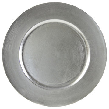 Lacquer Round Charger Plates, Set of 6, Silver