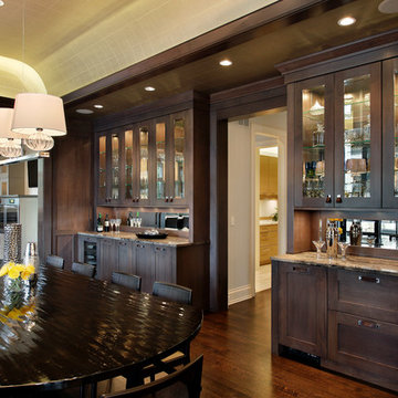 Large Formal Dining Room with Built-in Cabinetry