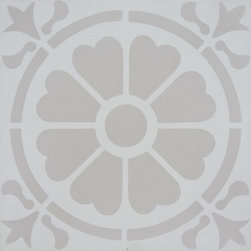 Moroccan Mosaic & Tile House - 8"x8" Sintra  Handmade Cement Tile, Warm Gray/White, Set of 12 - Wall And Floor Tile
