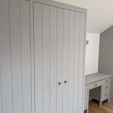 Bespoke 7-door Wardrobe Featuring Painted Grey Barn-style Doors