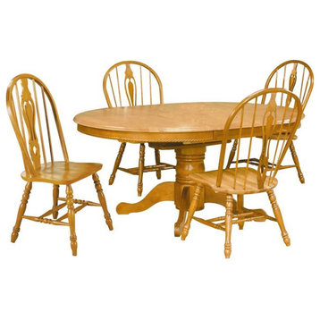 Sunset Trading Oak Selections 5PC 48" Round/Oval Butterfly Dining Table Set Wood