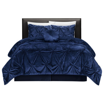 Grace Living Oden 5 Pc Comforter Set, Navy, Full/Queen
