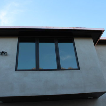 sectional 4x5 Box Gutters, 16 ounce Copper, Modern Home in Manhattan Beach, CA.