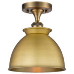 Innovations Lighting - Adirondack 1-Light 9" Semi-Flush Mount, Brushed Brass - A truly dynamic fixture, the Ballston fits seamlessly amidst most decor styles. Its sleek design and vast offering of finishes and shade options makes the Ballston an easy choice for all homes.