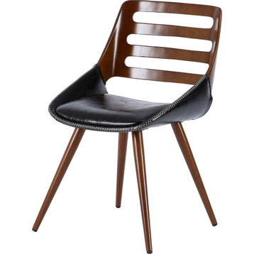 Shelton Leather Bamboo Chair - Black, Walnut